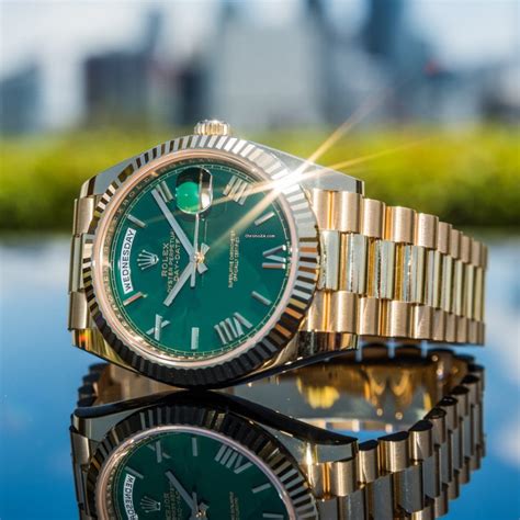 rolex day date platinum green dial|Rolex Day-Date 40 228238.